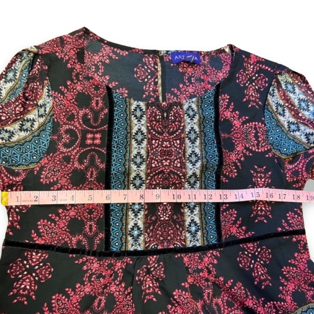 NWT ARTESIA Boho Cold Shoulder Babydoll Top Blouse Size Medium - Picture 8 of 9